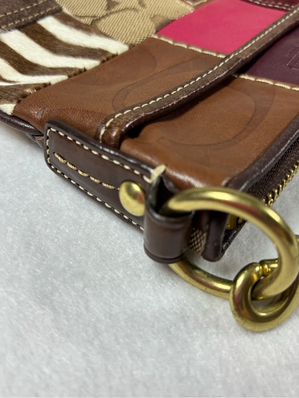 Coach Patchwork Crossbody Bag Leather Suede  Signature Style Y2K Purse